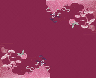 中式粉紫花鸟背景图