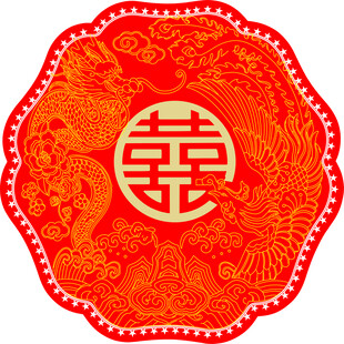 喜庆红色双喜剪纸图案