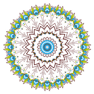 圆形蓝绿装饰花纹