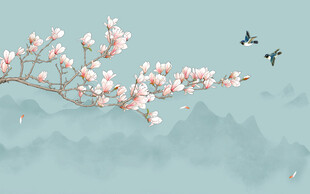 新中式宋式古风工笔花鸟