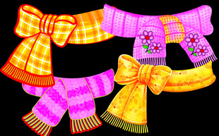 多彩针织围巾与蝴蝶结