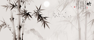 灯箱新中式水墨竹子