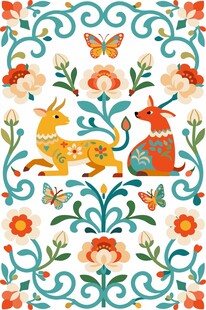 复古风印花动物花卉图案装饰