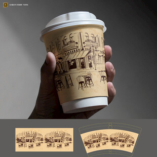 手绘风咖啡杯图案展示