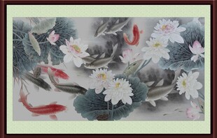荷花鲤鱼图 