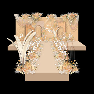 米色花卉婚礼舞台布置