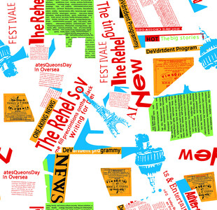 报纸碎片拼贴艺术画面