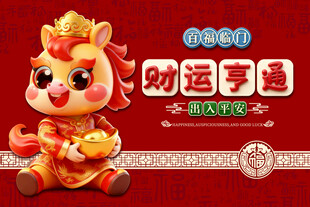 可爱吉祥物马年财运亨通
