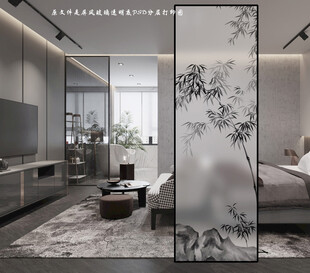 高清分层竹子屏风玻璃打印图