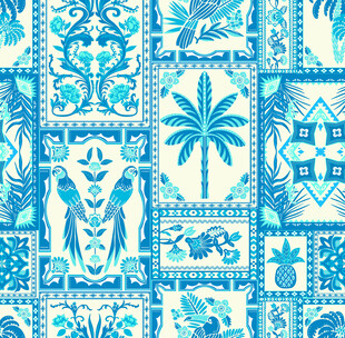 蓝白异域风几何图案纹理