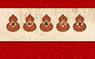 五尊佛像排列展示