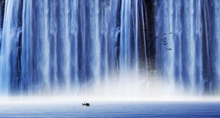 招财瀑布背景墙幕墙