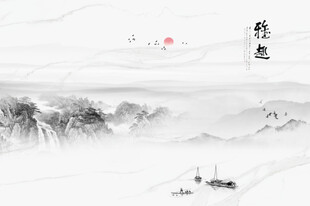 抽象山水背景墙