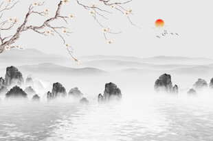抽象山水背景墙