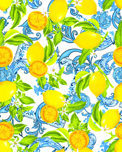 柠檬花卉图案无缝背景图