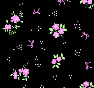 黑色底粉色花卉图案纹理