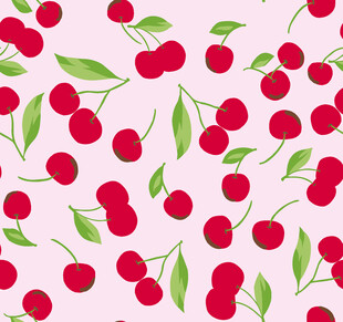 粉色背景樱桃图案