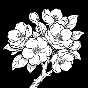 海棠花 矢量线稿图