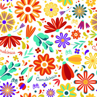 多彩花卉图案背景设计