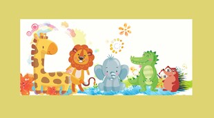 可爱动物卡通图案装饰画