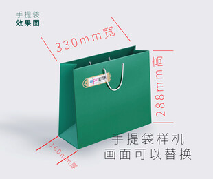 绿色高端手提纸袋样机效果图