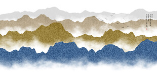 抽象水墨群山风景图