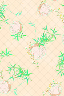中式竹叶花卉纹理图案