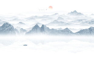 水墨山水风景背景墙
