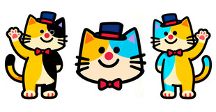 戴礼帽挥手的可爱猫咪图案