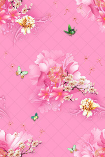 粉色花卉蝴蝶图案背景