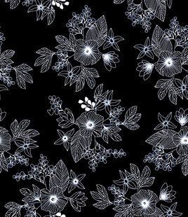 黑色背景精致花卉图案