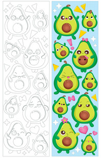 牛油果水果条幅卡通可爱插画