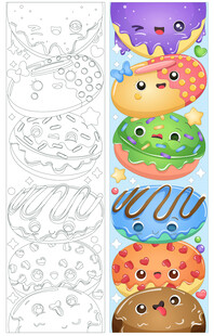 甜甜圈蛋糕点心店拟人化条幅插画