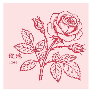 手绘玫瑰图案设计素材