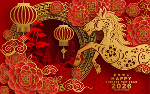 马年喜庆中式传统装饰图