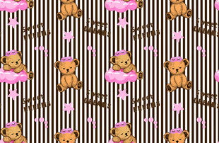 小熊条纹粉色图案背景