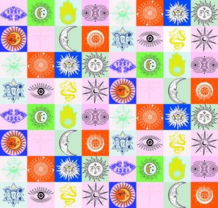 多彩眼睛图案无缝背景