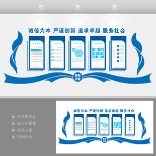 企业文化墙蓝色科技企业展板标语