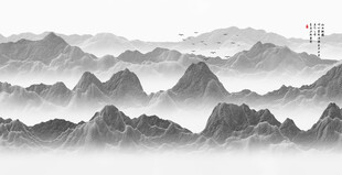 新中式水墨山水画