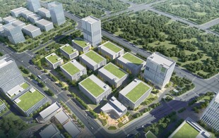 现代绿色建筑群鸟瞰图