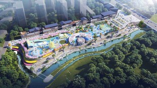 城市中的大型水上乐园景观