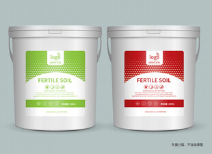 两桶不同标签的涂料