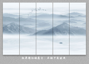 新中式水墨山水画背景墙