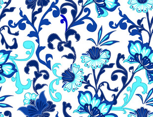 蓝白花卉图案纹理设计