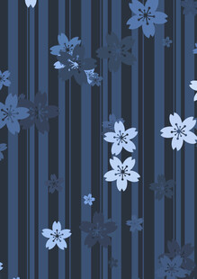 蓝底条纹花朵图案背景