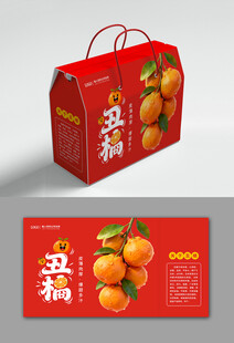 喜庆丑橘礼盒包装设计
