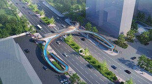 城市道路交叉路口俯瞰