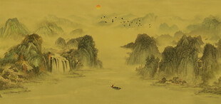 国画水墨山水风景画