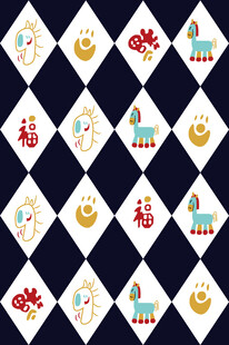 中式福字图案几何背景纹理