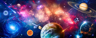 梦幻太空星球宇宙星云银河背景墙